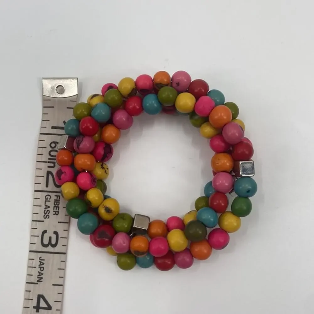 Rainbow memory wire dead beaded bracelet